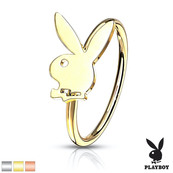 Playboy Bunny Bendable Hoop Nose Ring - Picture 1 of 3